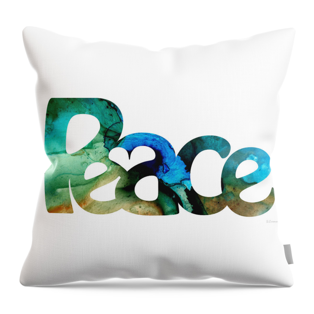 Peace Throw Pillow featuring the painting Peace Full 13 by Sharon Cummings