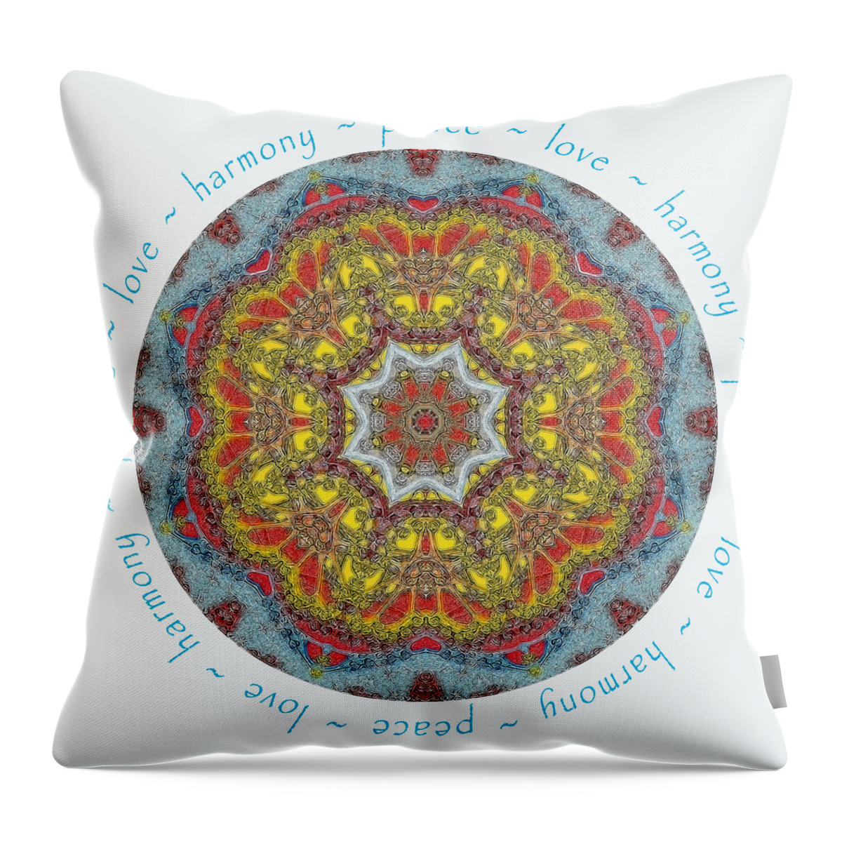 Mandala Throw Pillow featuring the photograph Peace Love Harmony Mandala by Beth Venner