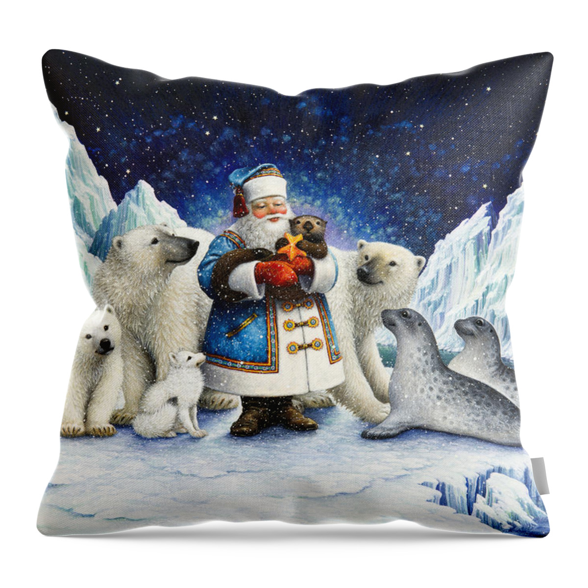 Santa Claus Throw Pillow featuring the painting Peace On Earth by Lynn Bywaters