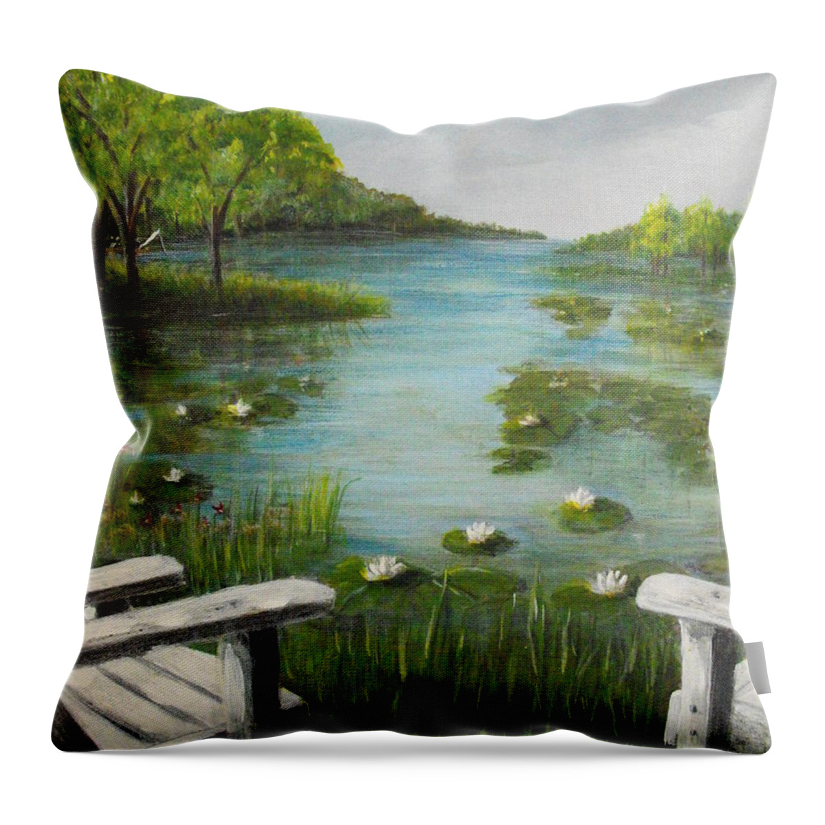 Landscape Throw Pillow featuring the painting Peaceful Afternoon by Susan Bruner
