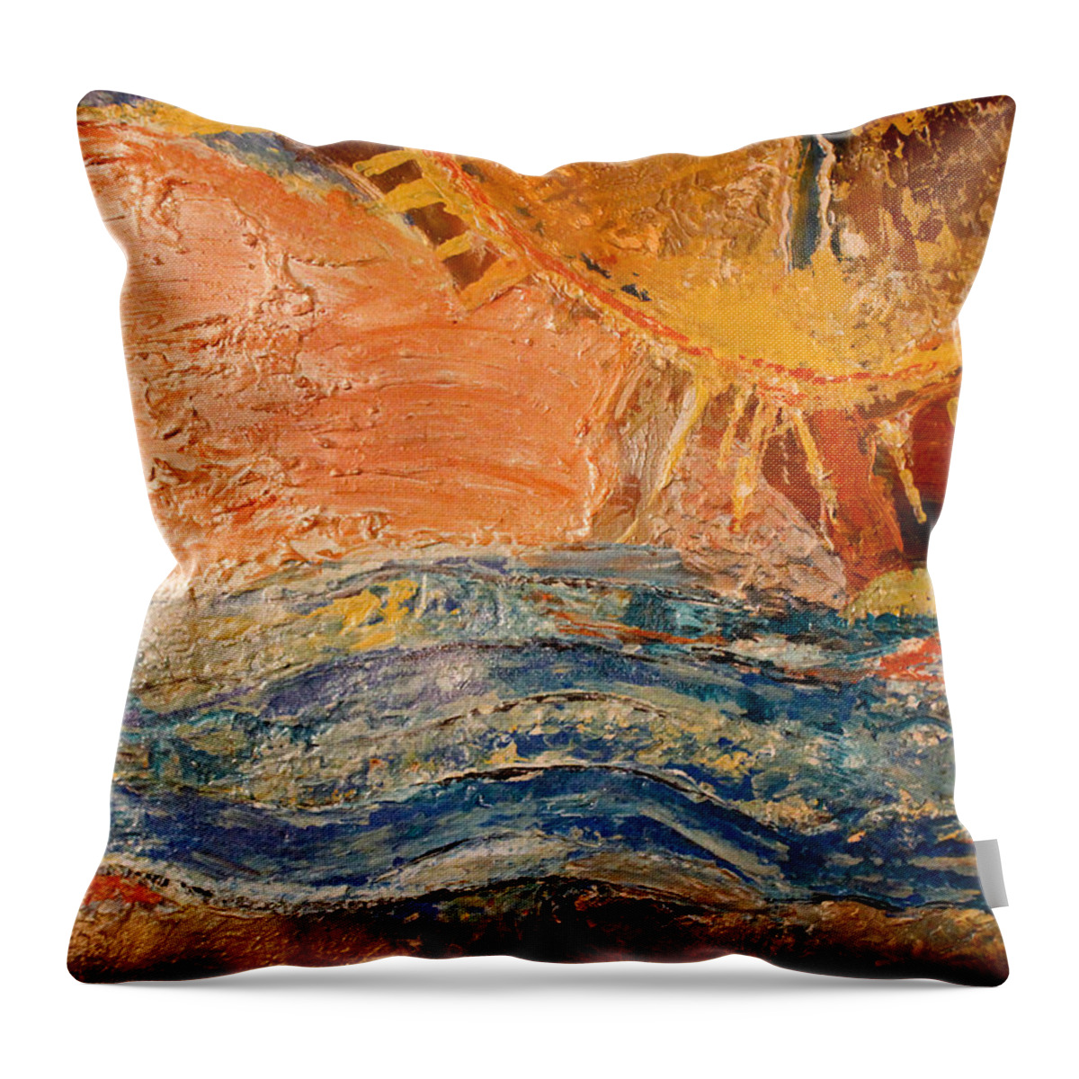 Original Art Throw Pillow featuring the mixed media Peaceful by Artista Elisabet