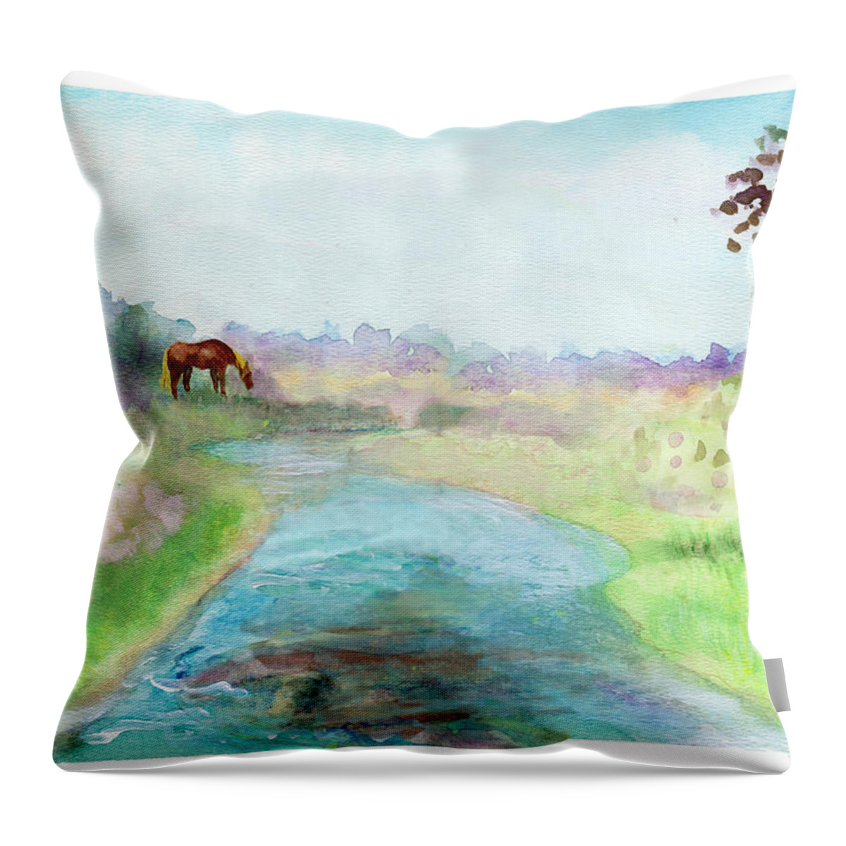 C Sitton Painting Paintings Throw Pillow featuring the painting Peaceful Day by C Sitton