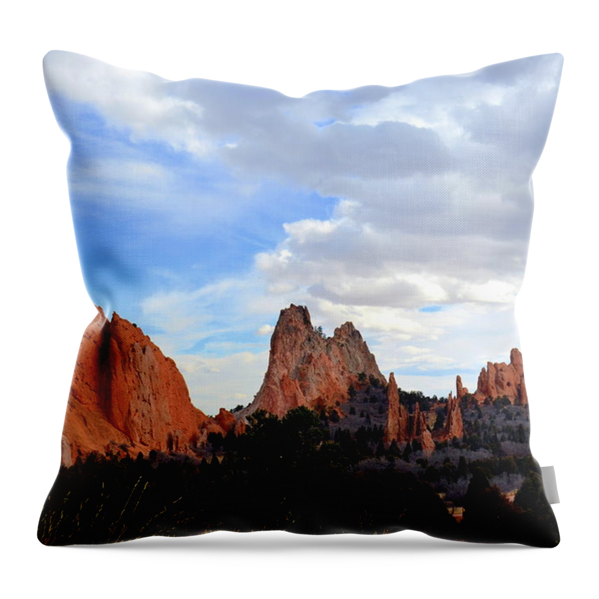 Peaceful Day In Garden Of The Gods Throw Pillow featuring the photograph Peaceful Day In Garden Of The Gods by Clarice Lakota