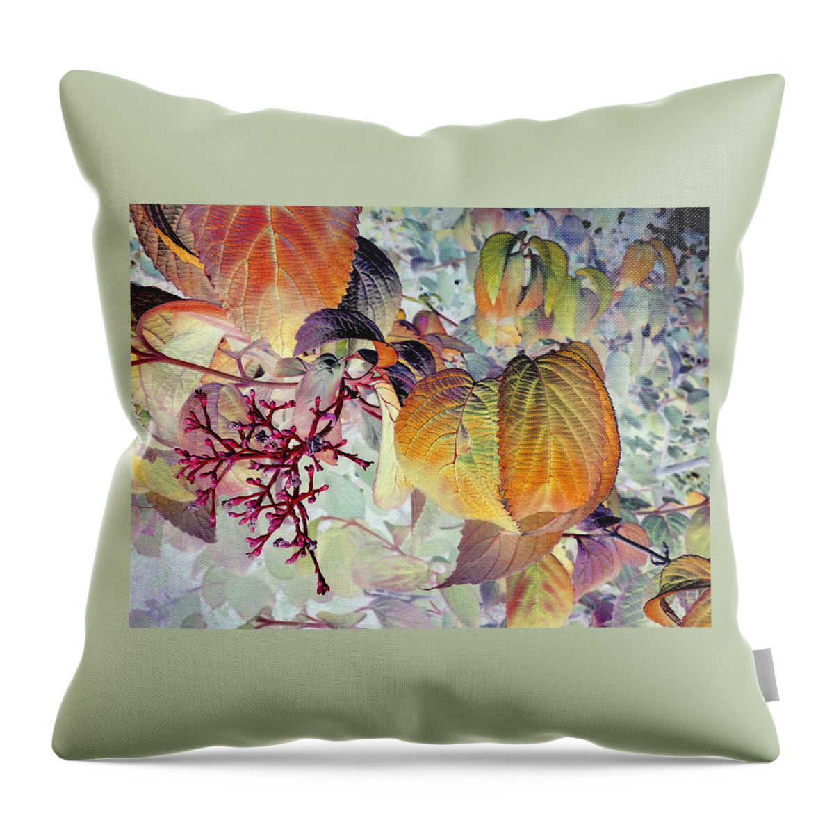Leaves Throw Pillow featuring the photograph Peachy and Keen by Jo Smoley