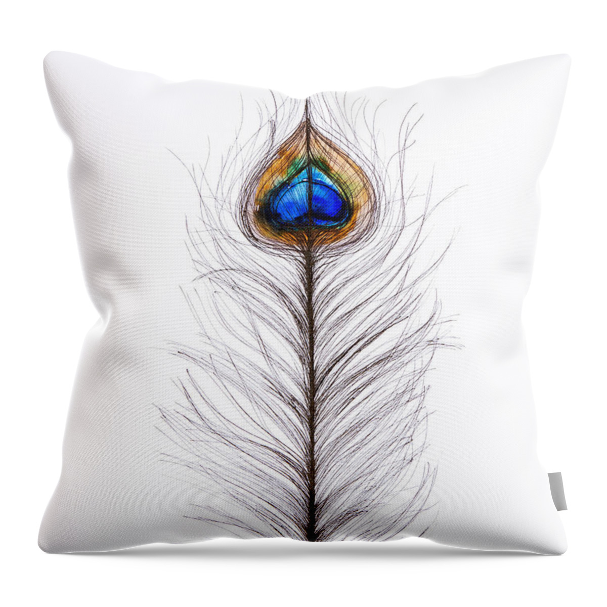 Abstract Throw Pillow featuring the painting Peacock Abstract by Tara Thelen