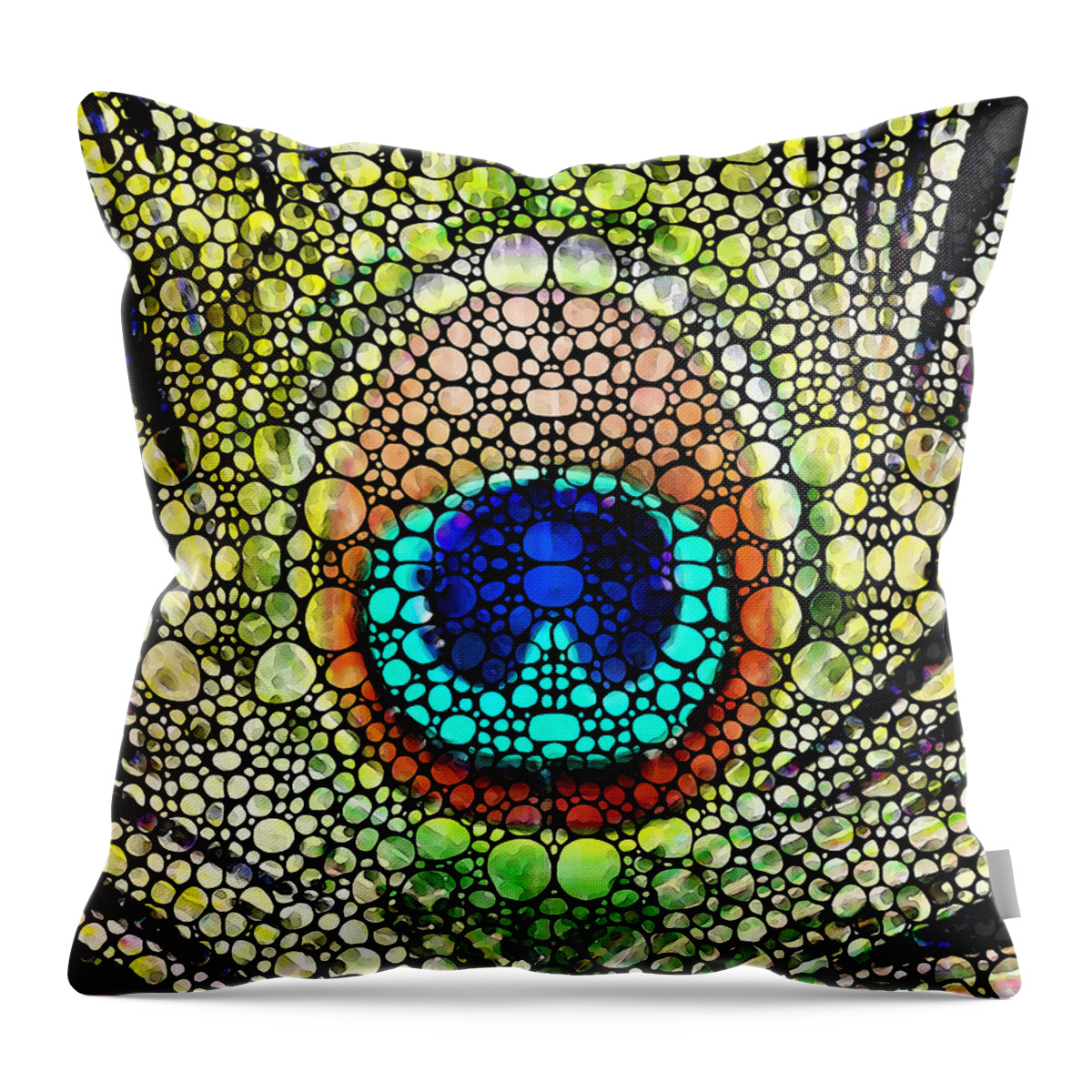 Peacock Throw Pillow featuring the painting Peacock Feather - Stone Rock'd Art by Sharon Cummings by Sharon Cummings