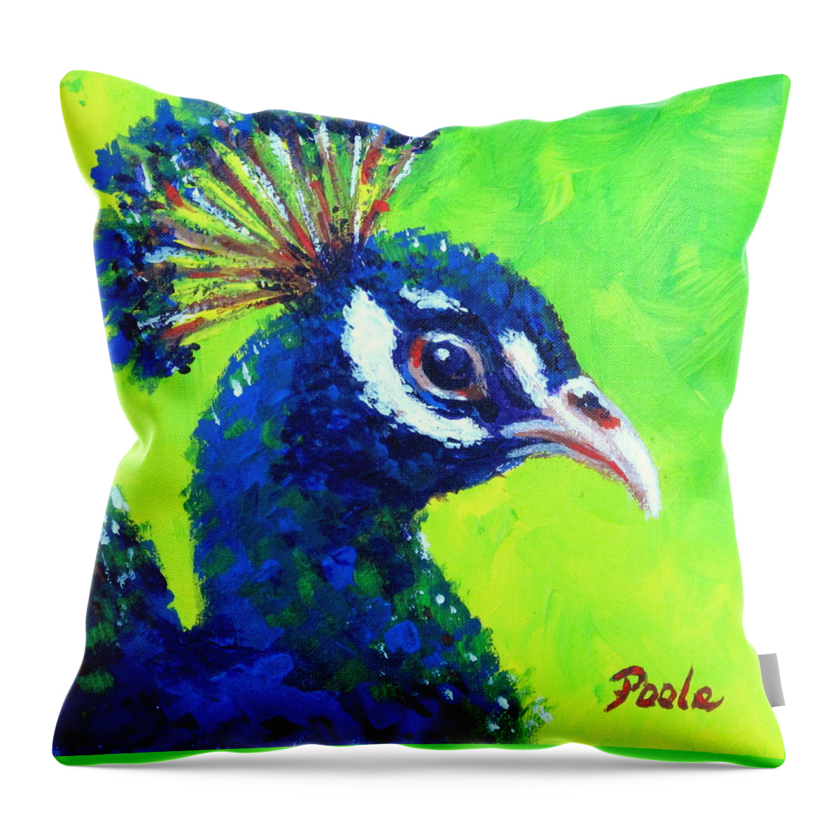 Peacock Throw Pillow featuring the painting Peacock Portrait by Pamela Poole