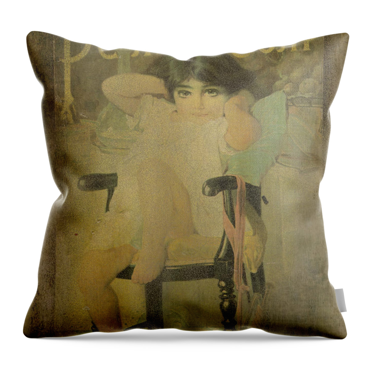 Vintage Throw Pillow featuring the photograph Pear Soap Girl by Betty LaRue