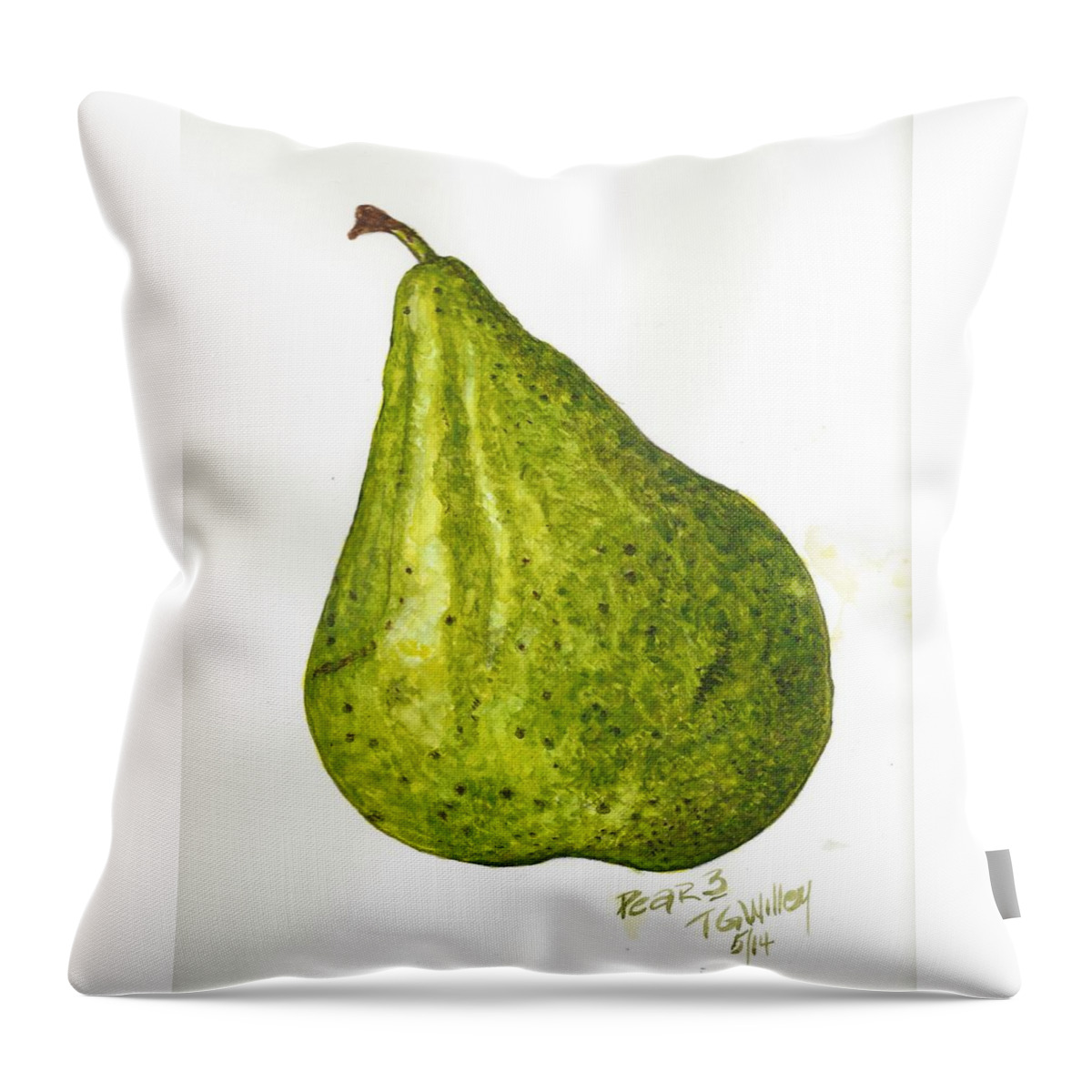 Fruit Throw Pillow featuring the painting Pear Study#3 by Toni Willey