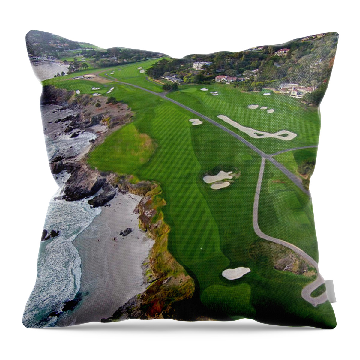 Above Throw Pillow featuring the photograph Pebble Beach Golf Course by David Levy