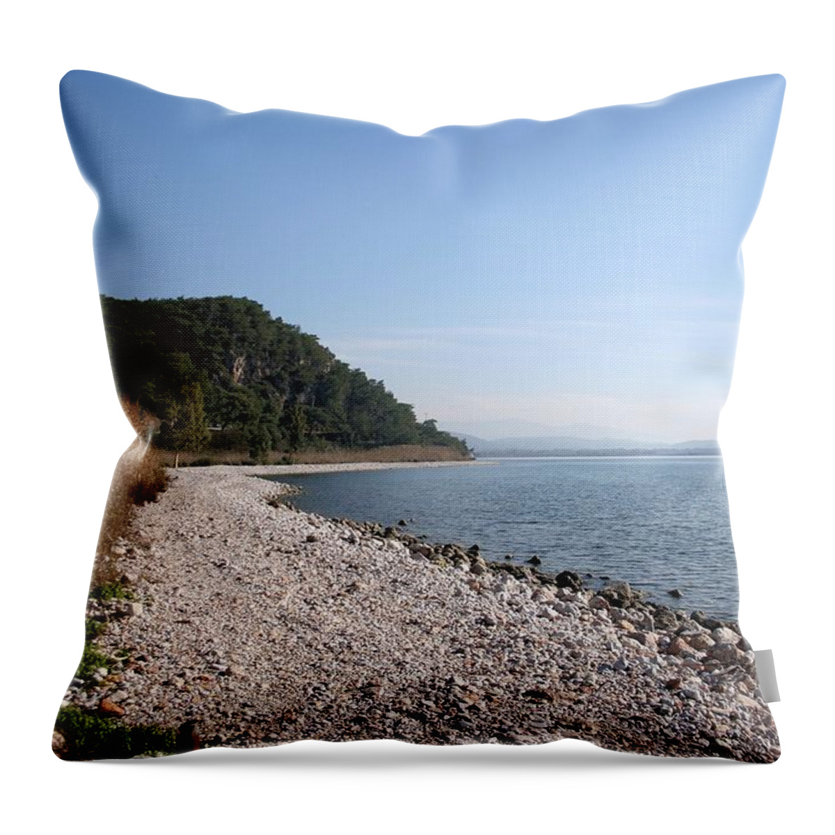 Beach Throw Pillow featuring the photograph Pebbled Beach by Taiche Acrylic Art