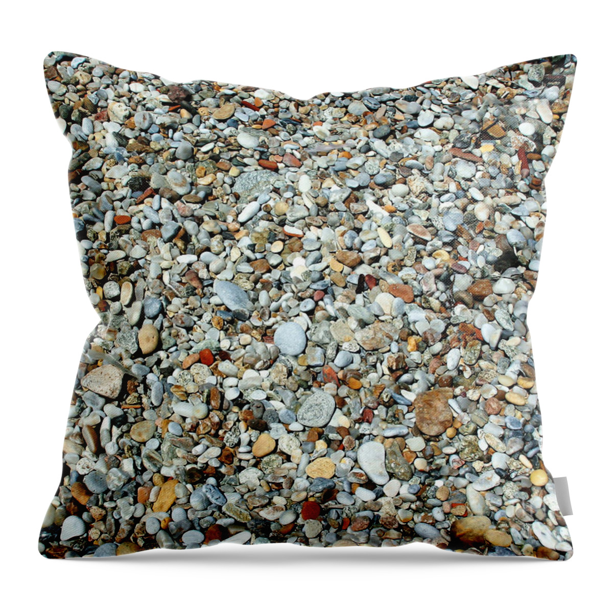 Abstract Throw Pillow featuring the photograph Pebbles in the Sand by Sabrina L Ryan