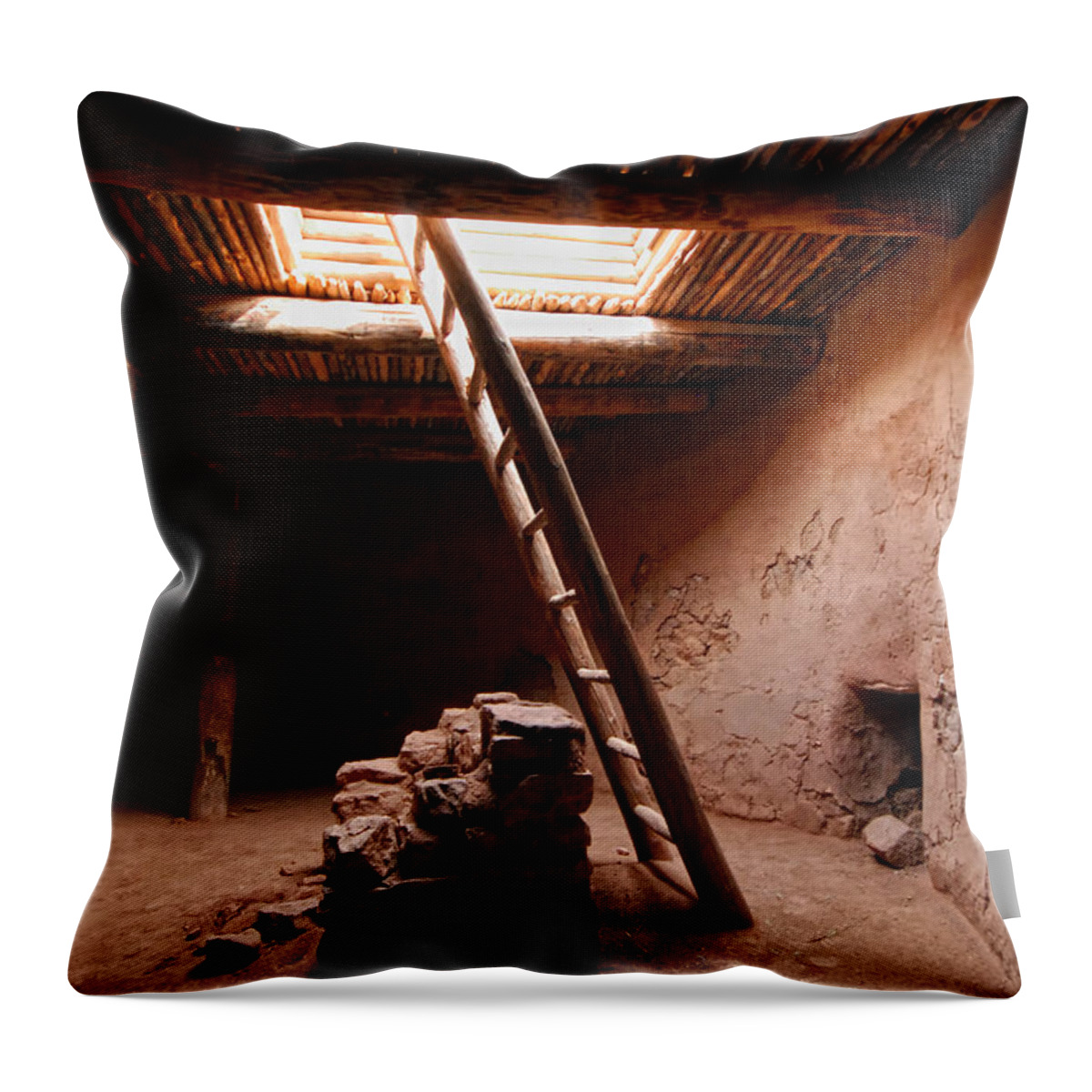 Sherry Day Throw Pillow featuring the photograph Pecos Kiva Ladder by Ghostwinds Photography