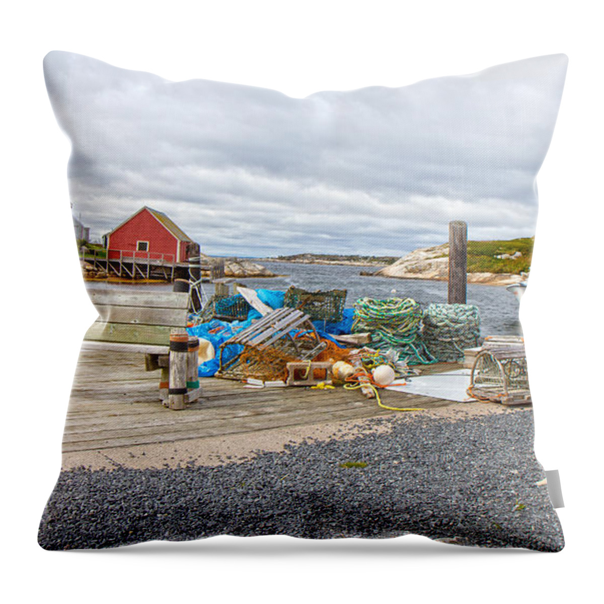 Peggy's Throw Pillow featuring the photograph Peggy's Cove 2 by Betsy Knapp