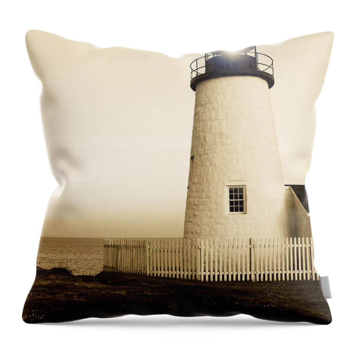 Lighthouse Throw Pillow featuring the photograph Pemaquid Point Lighthouse by Diane Diederich