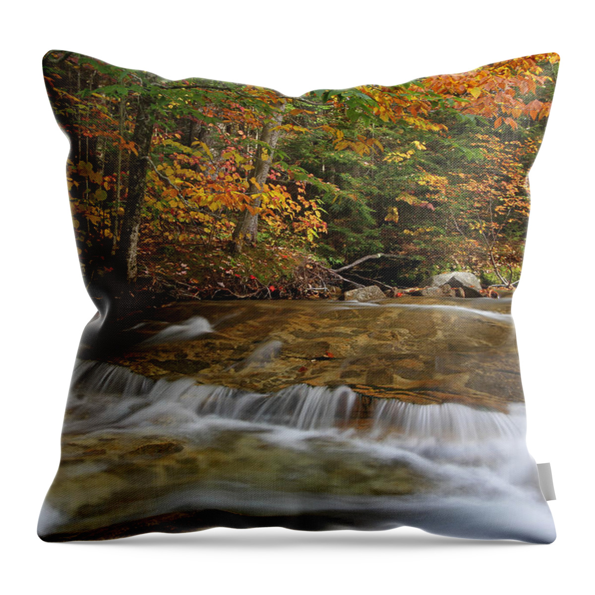 New Hampshire Throw Pillow featuring the photograph Pemigewasset River Cascades in Autumn by Juergen Roth