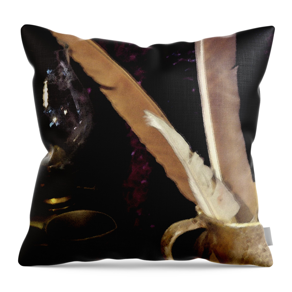 Quill Throw Pillow featuring the photograph Pen Your Thoughts by Linda Shafer