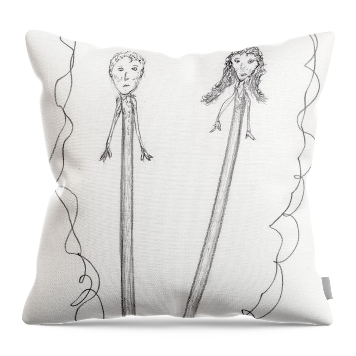 Jim Taylor Throw Pillow featuring the drawing Pencil Couple by Jim Taylor