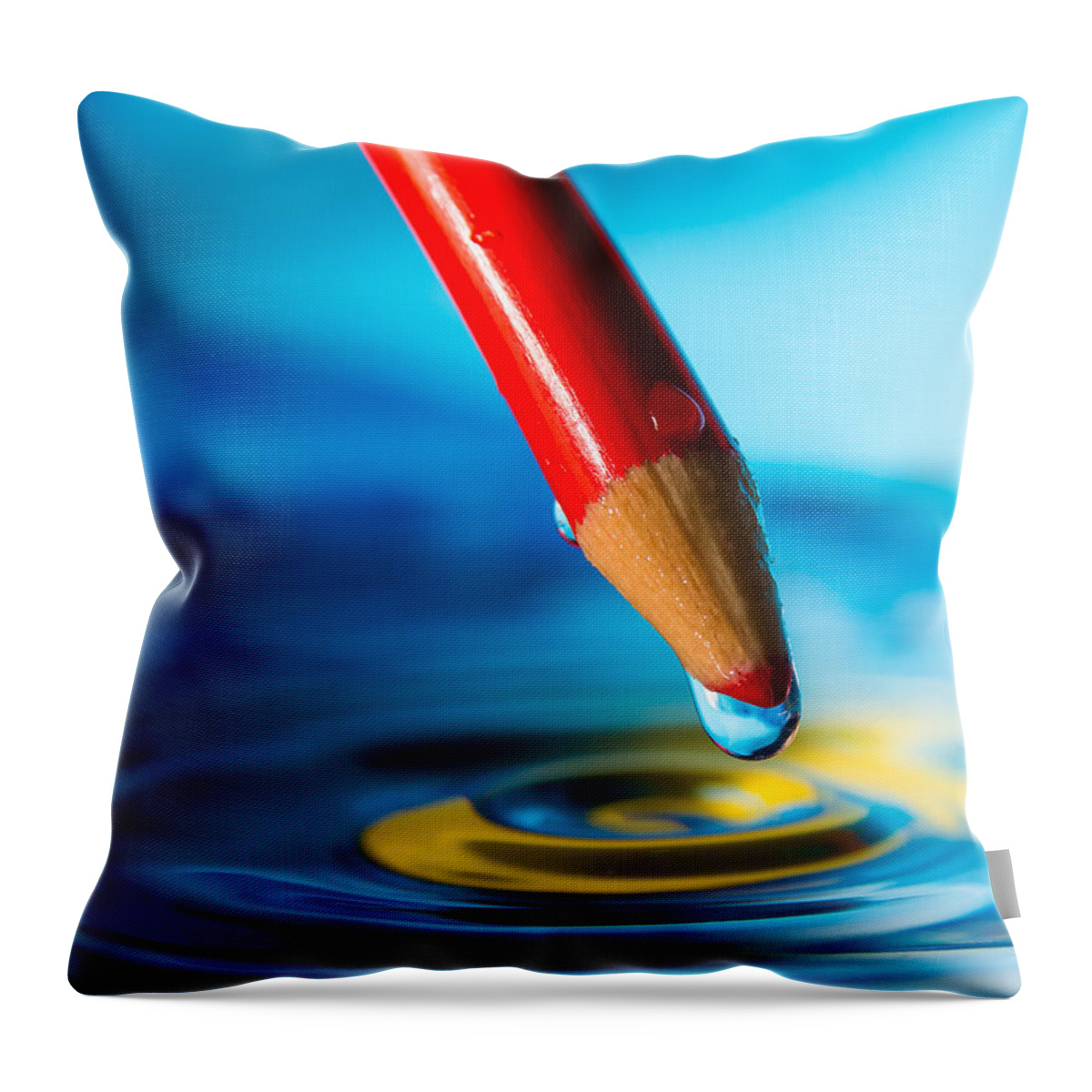 Abstract Throw Pillow featuring the photograph Pencil Water Drop by Alissa Beth Photography