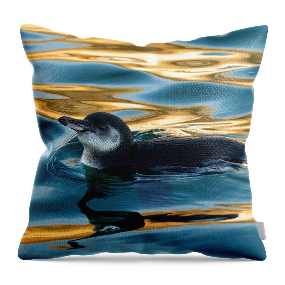 Galapagos Islands Throw Pillow featuring the photograph Penguin Watercolor 2 by David Beebe