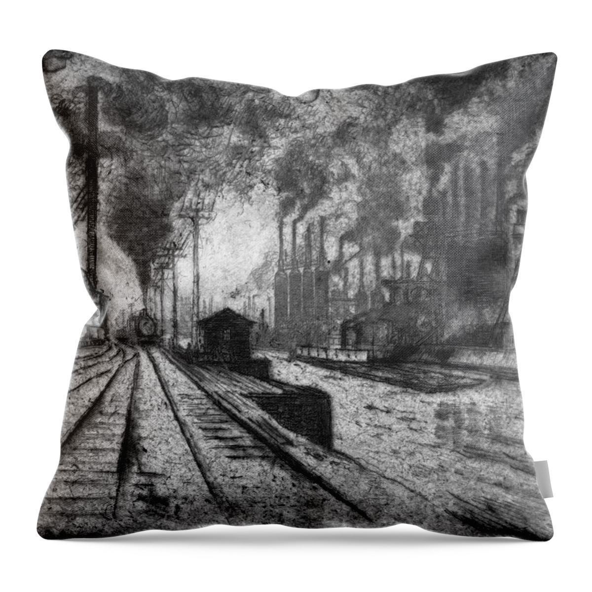 1909 Throw Pillow featuring the painting Pennell Homestead, 1909 by Granger