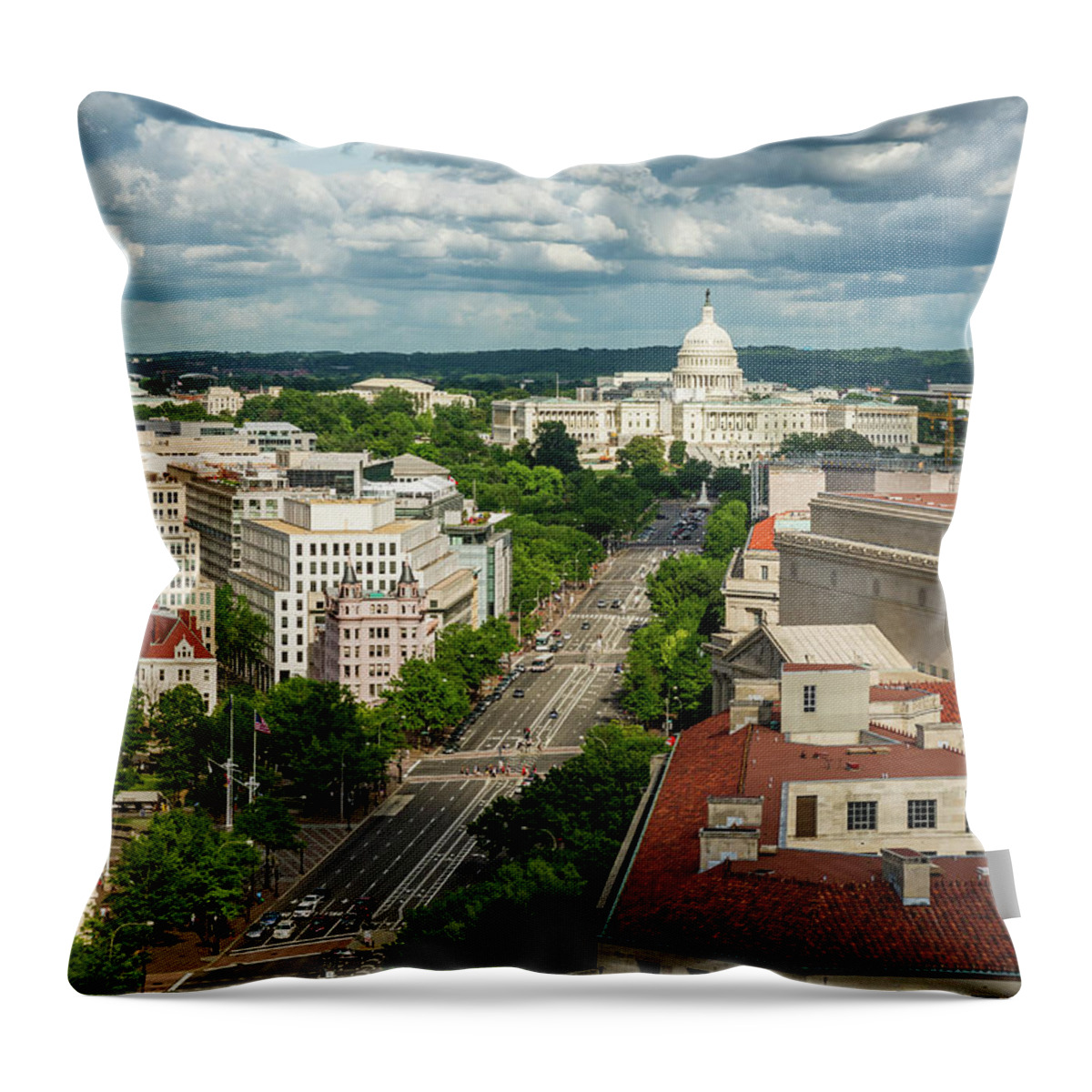 Built Structure Throw Pillow featuring the photograph Pennsylvania Avenue Leading Up To The by Miralex