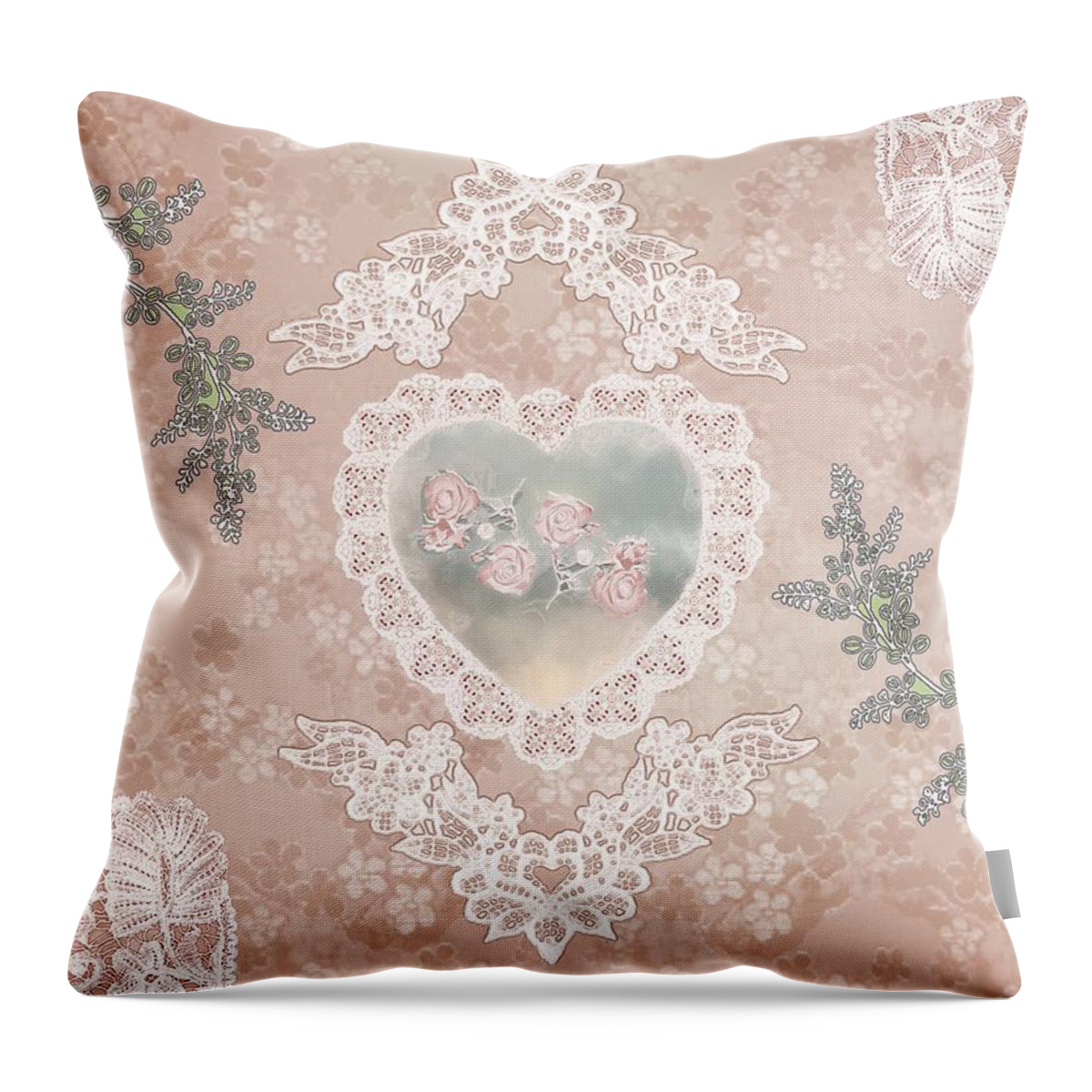 Valentine Throw Pillow featuring the painting Penny Postcard Passionate by RC DeWinter