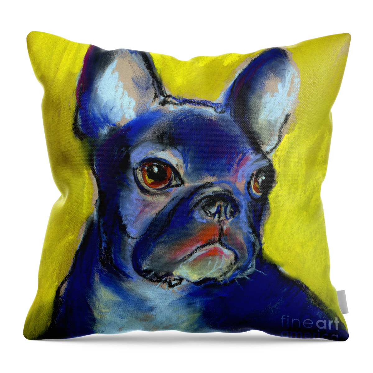 French Bulldog Throw Pillow featuring the painting Pensive French Bulldog portrait by Svetlana Novikova