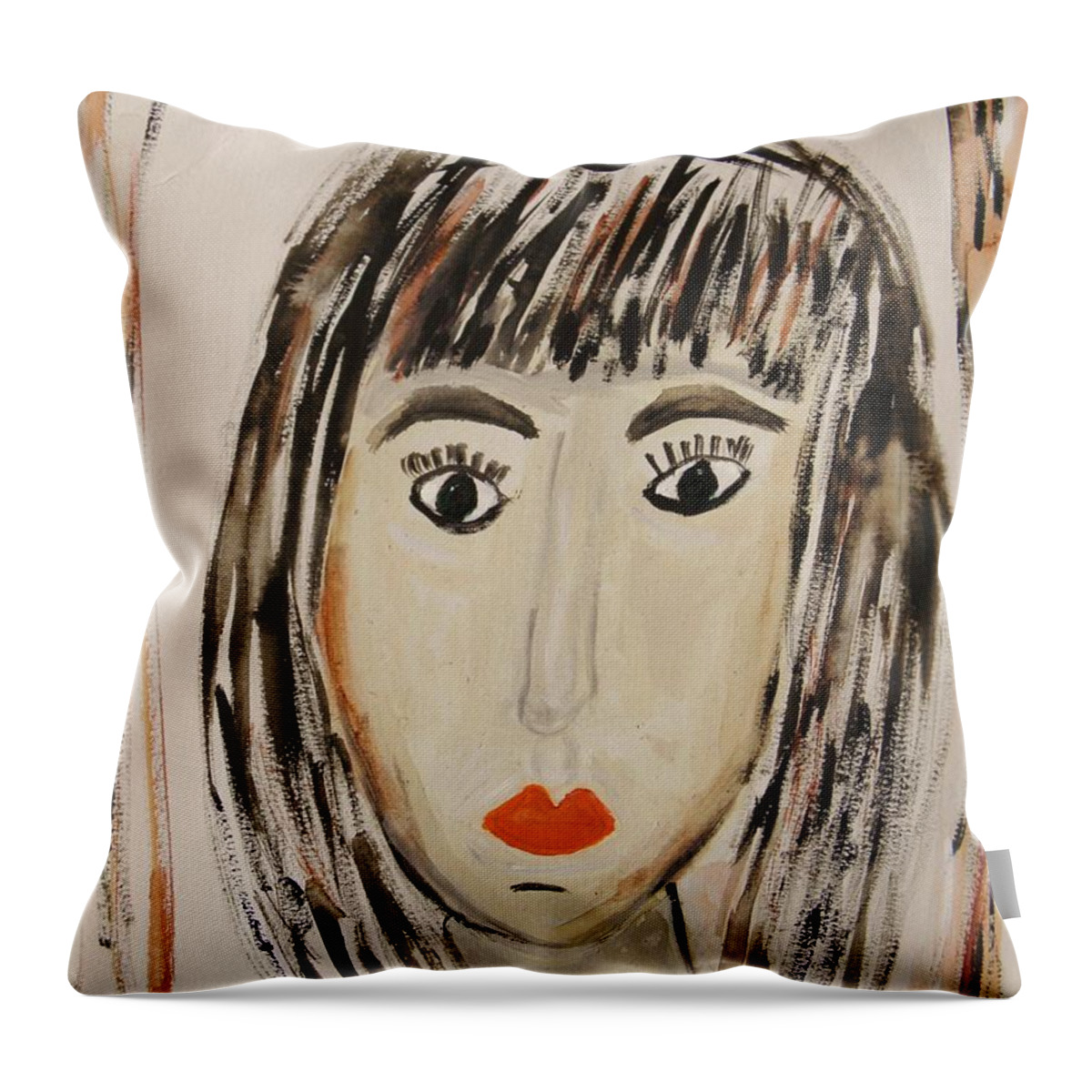 Pensive M Throw Pillow featuring the painting Pensive M. by Mary Carol Williams