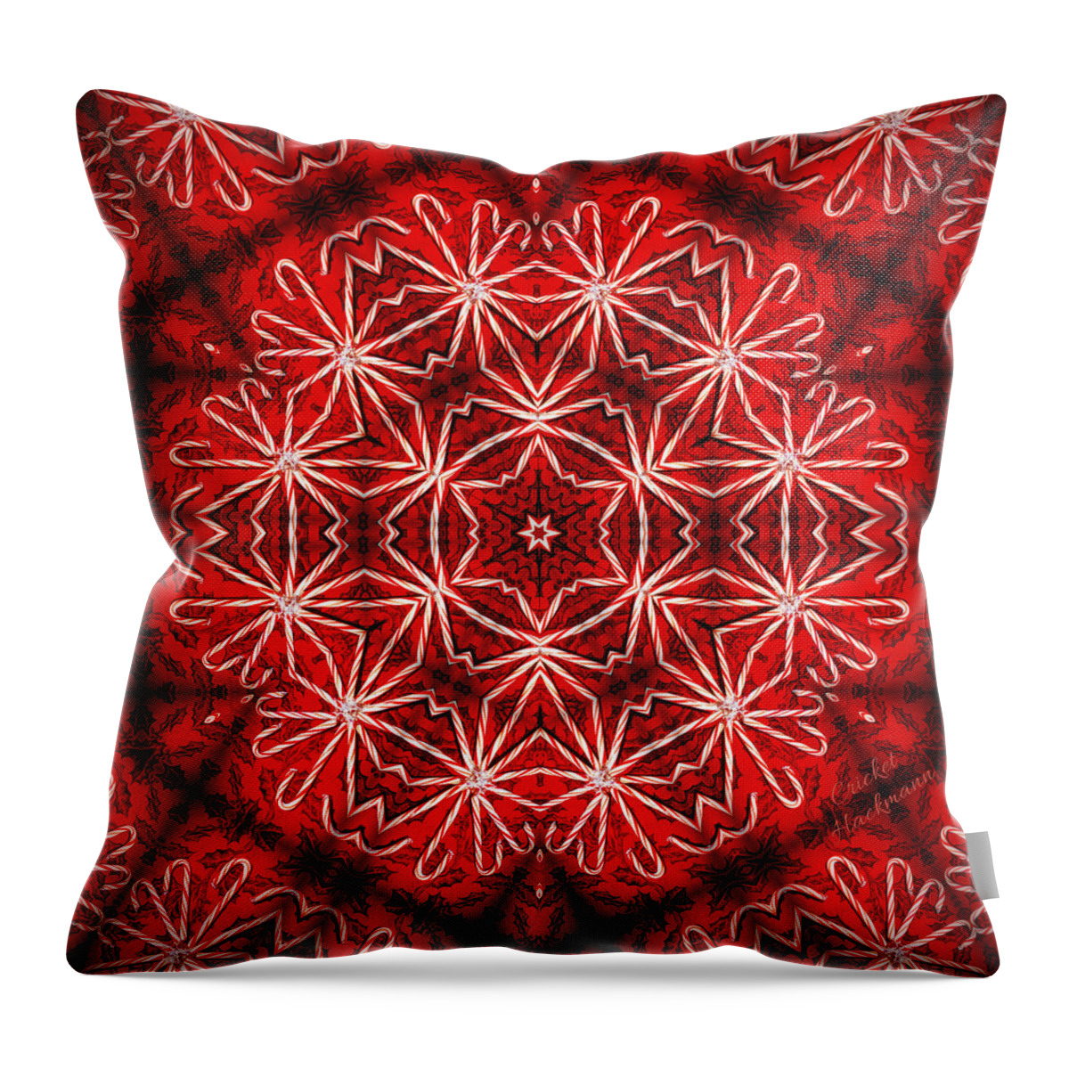 Peppermint Throw Pillow featuring the photograph Peppermint Snowflake by Cricket Hackmann