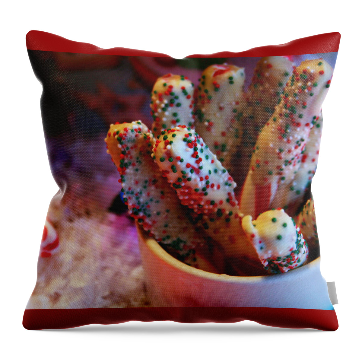 Christmas Throw Pillow featuring the photograph Peppermint Yum by Toni Hopper