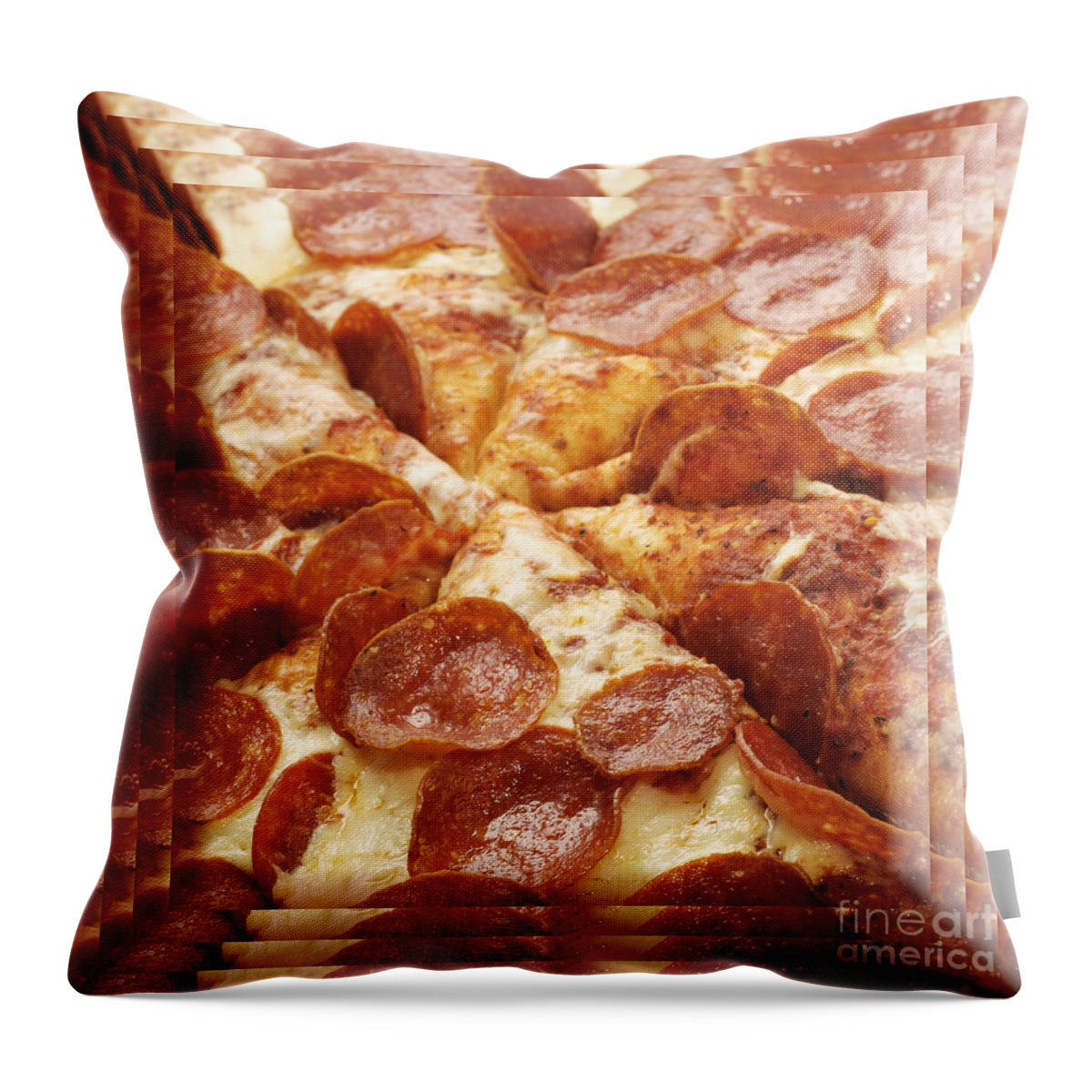 Food Throw Pillow featuring the photograph Pepperoni Pizza 25 Pyramid by Andee Design