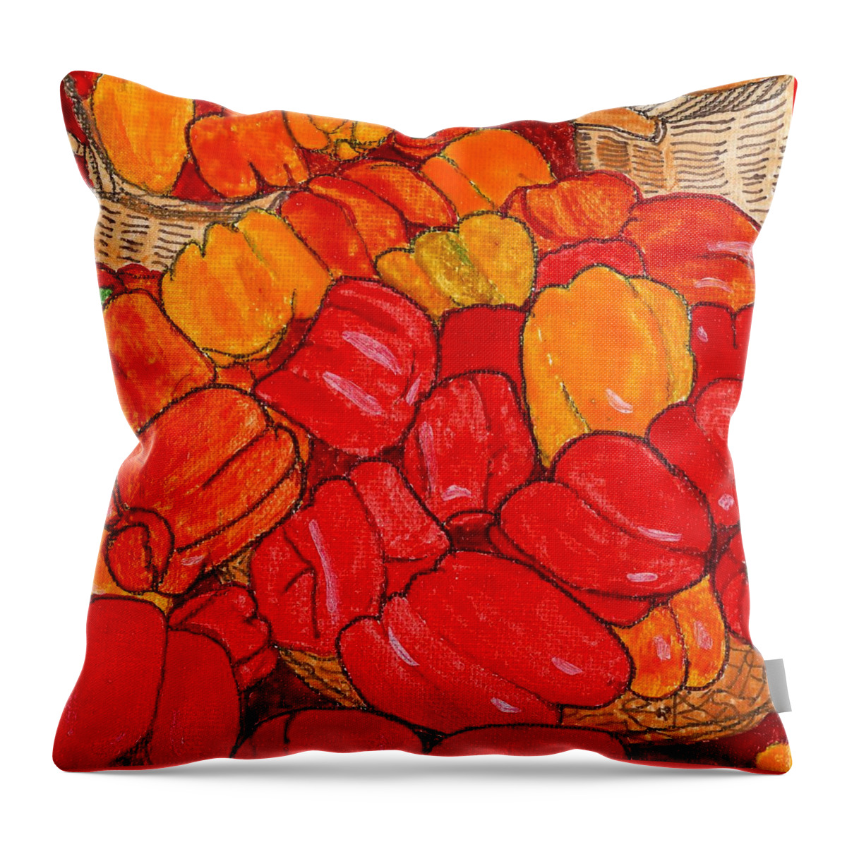 Peppers Throw Pillow featuring the painting Peppers Galore by Phil Strang