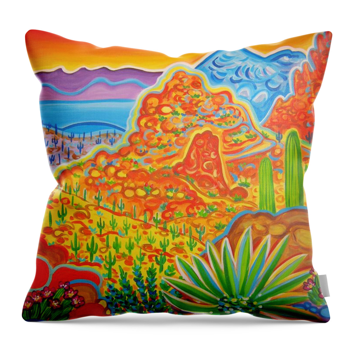 Rachel Houseman Throw Pillow featuring the painting Peralta Trail Viewpoint by Rachel Houseman