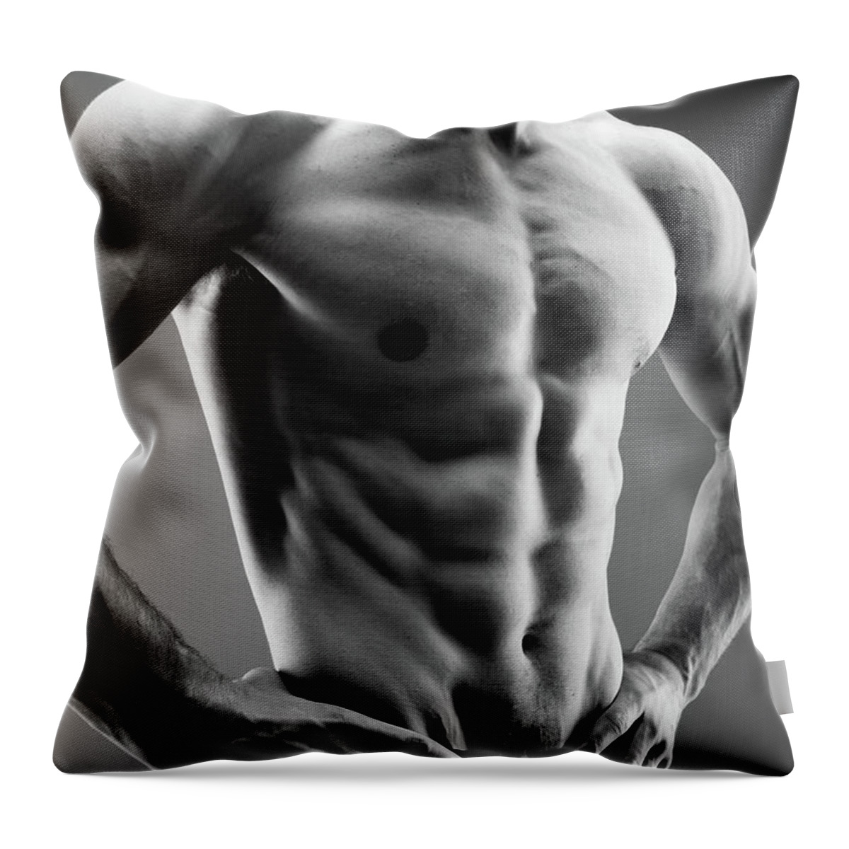 Abdominal Muscle Throw Pillow featuring the photograph Perfect Male Body by Georgijevic