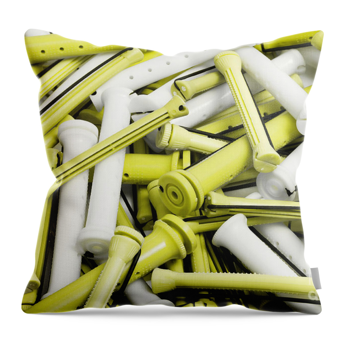 Andee Design Beauty And Barber Throw Pillow featuring the photograph Perm Rods 7 by Andee Design