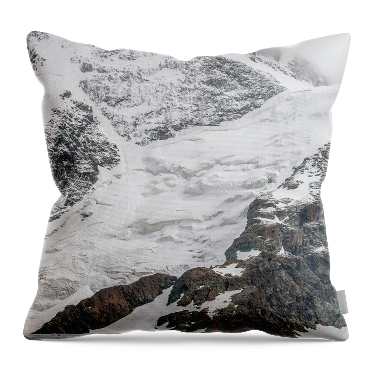 Winter Throw Pillow featuring the photograph Person Cheering On A Glacier by Thomas Bekker