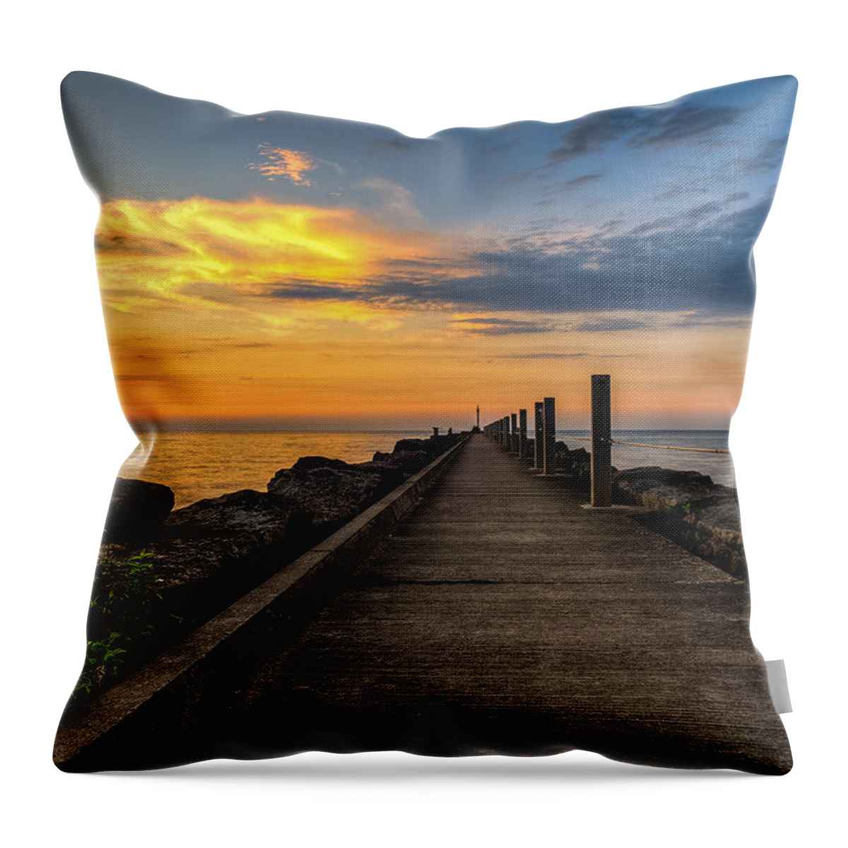 Webster Pier Throw Pillow featuring the photograph Perspective light by Mark Papke