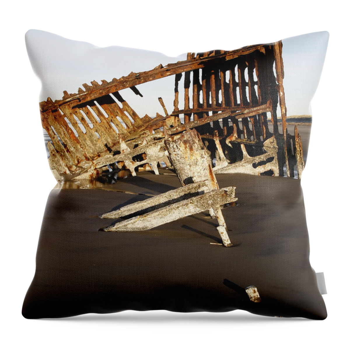 Oregon Throw Pillow featuring the photograph Peter Iredale Shipwreck by George Herbert