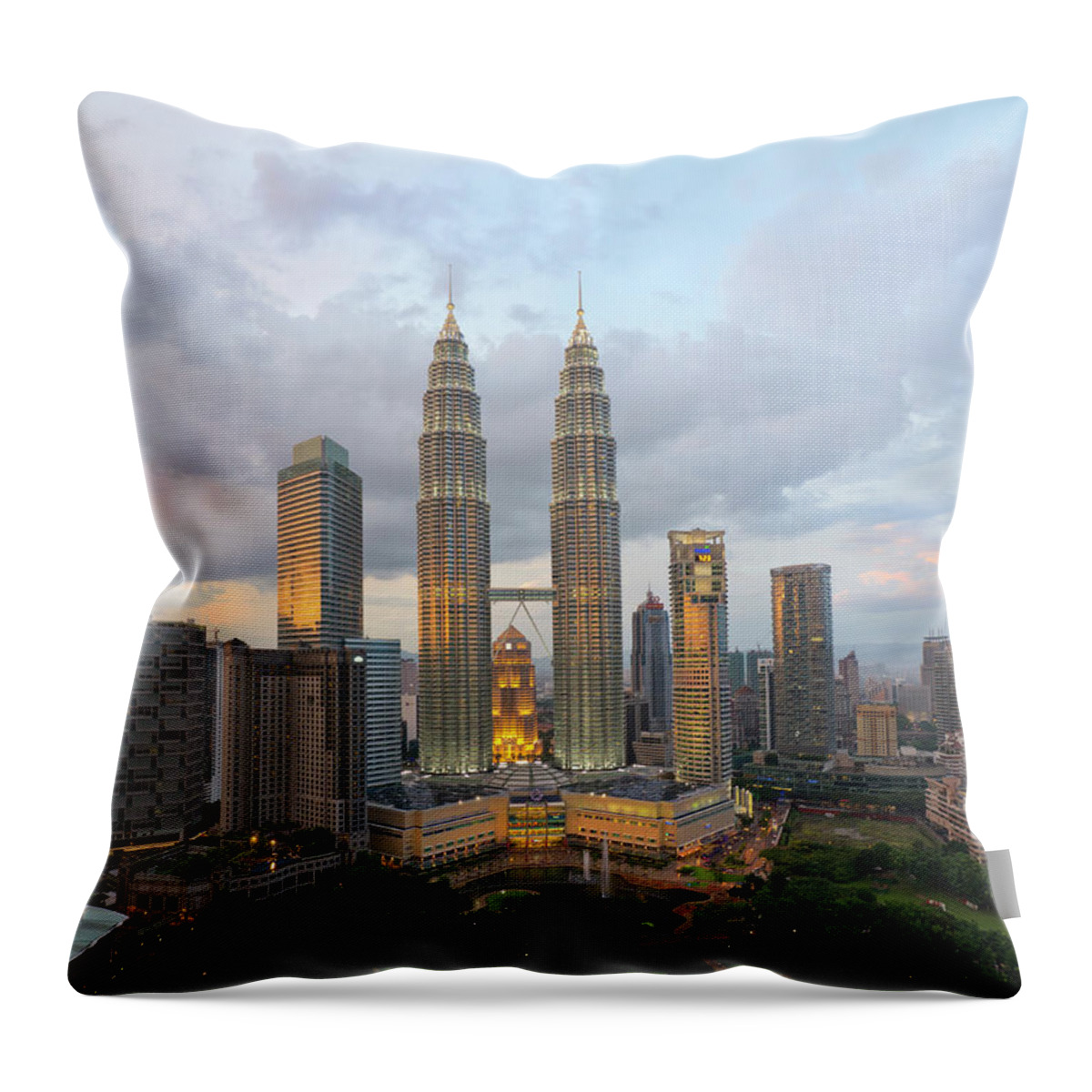 Outdoors Throw Pillow featuring the photograph Petronas Twin Towers, Kuala Lumpur by Travelpix Ltd