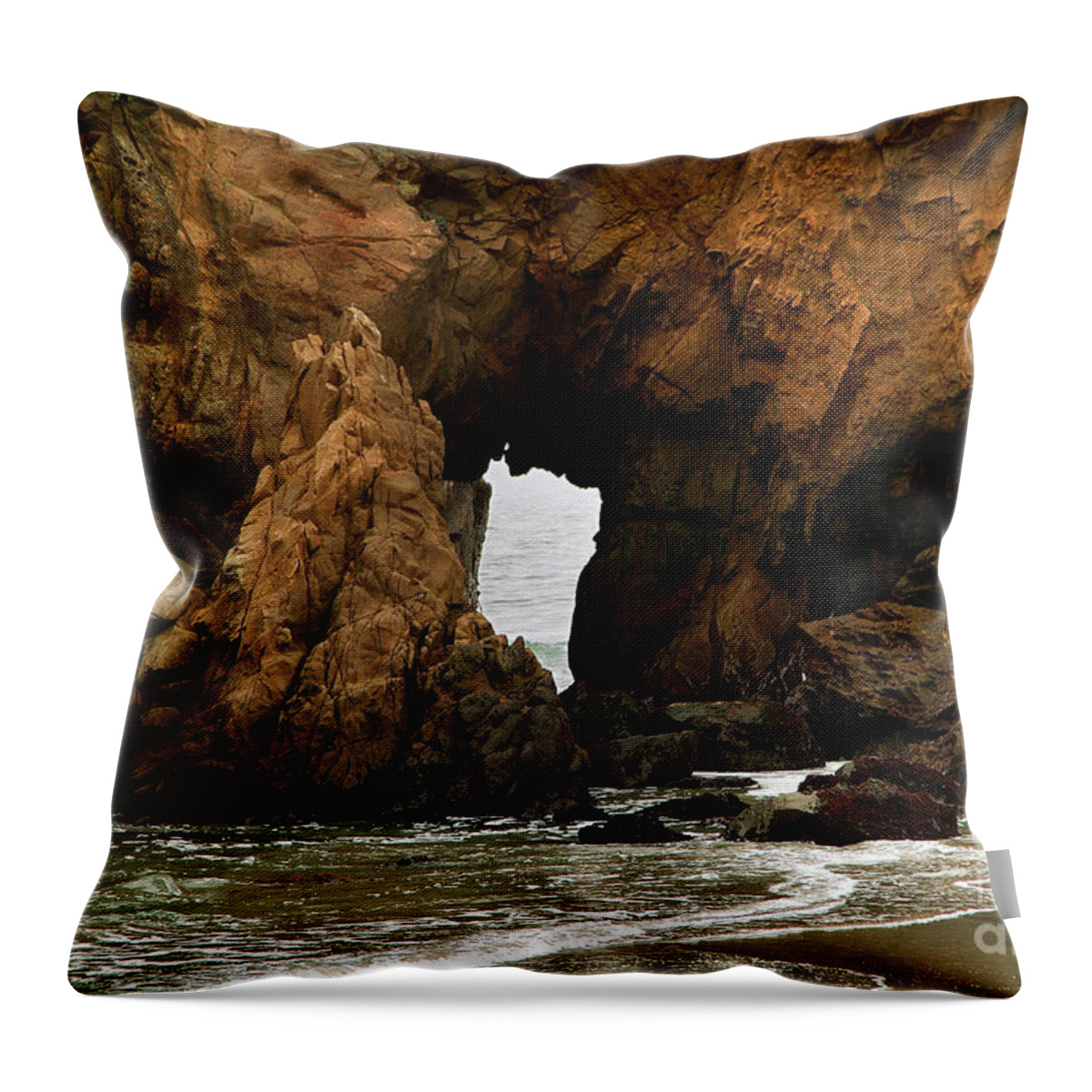 Pfeiffer Beach Throw Pillow featuring the photograph Pfeiffer Beach Rocks in Big Sur by Charlene Mitchell