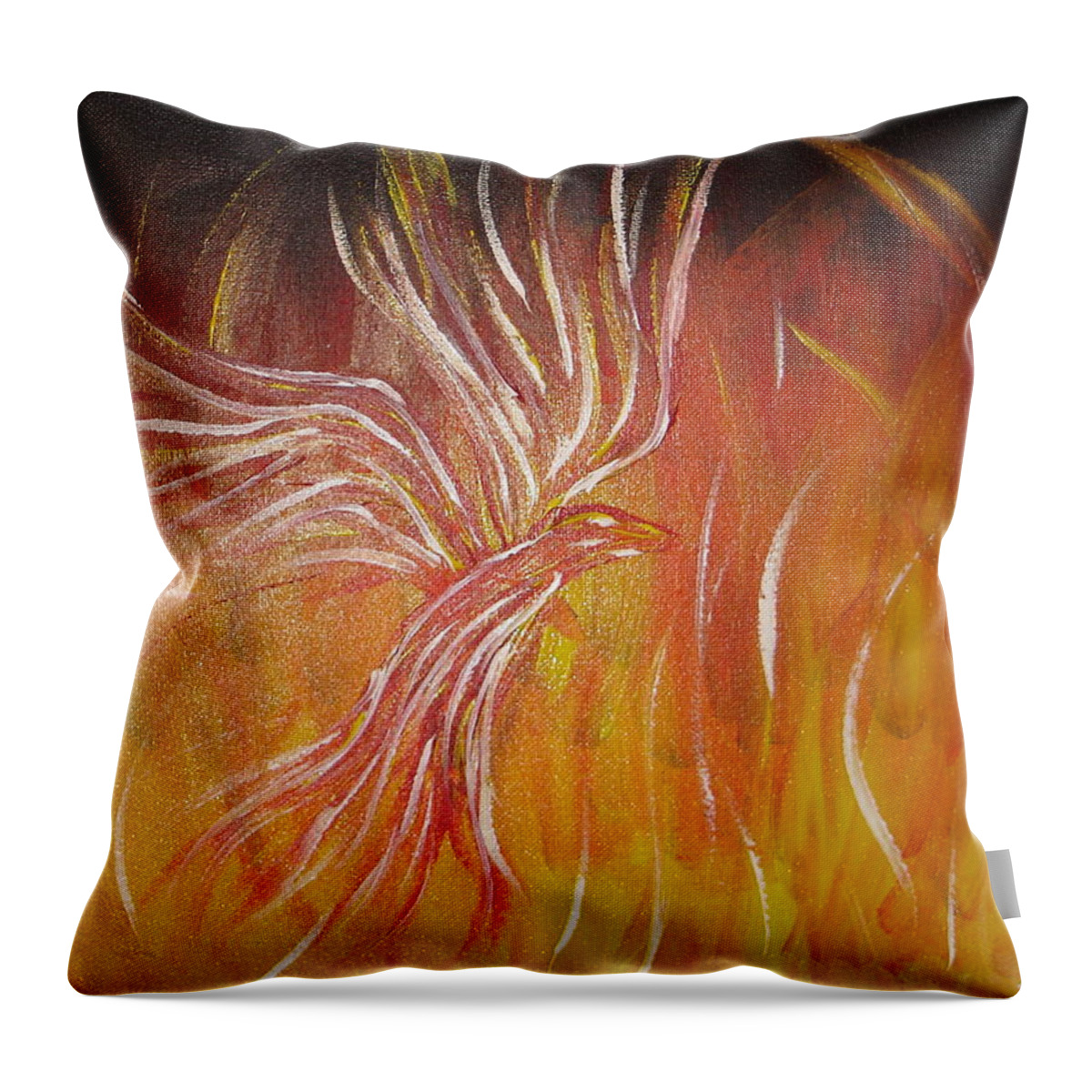 Pheonix Throw Pillow featuring the painting Pheonix Rising by Angie Butler