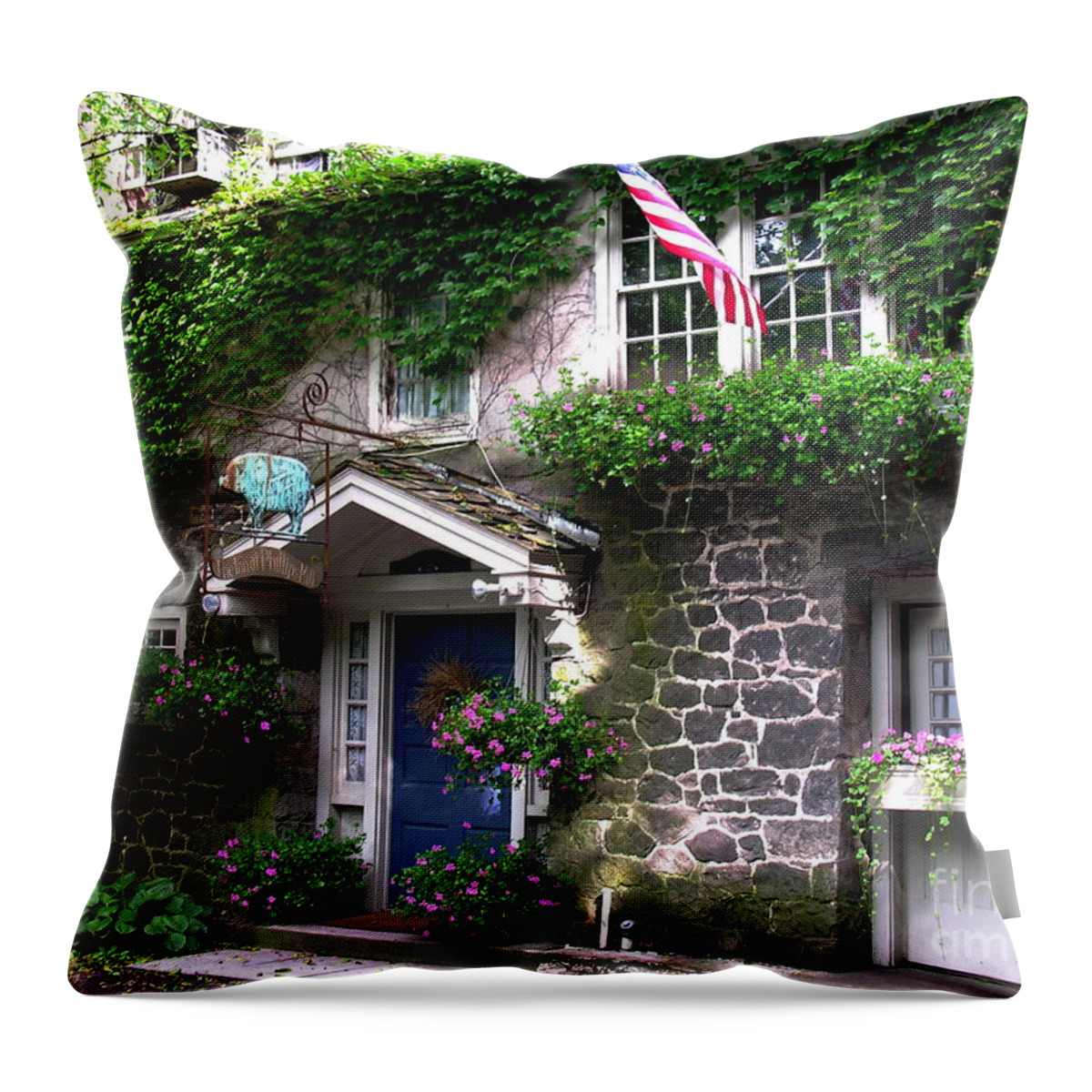 Phillips Mill Restaurant Throw Pillow featuring the photograph Phillips Mill New Hope by Jacqueline M Lewis