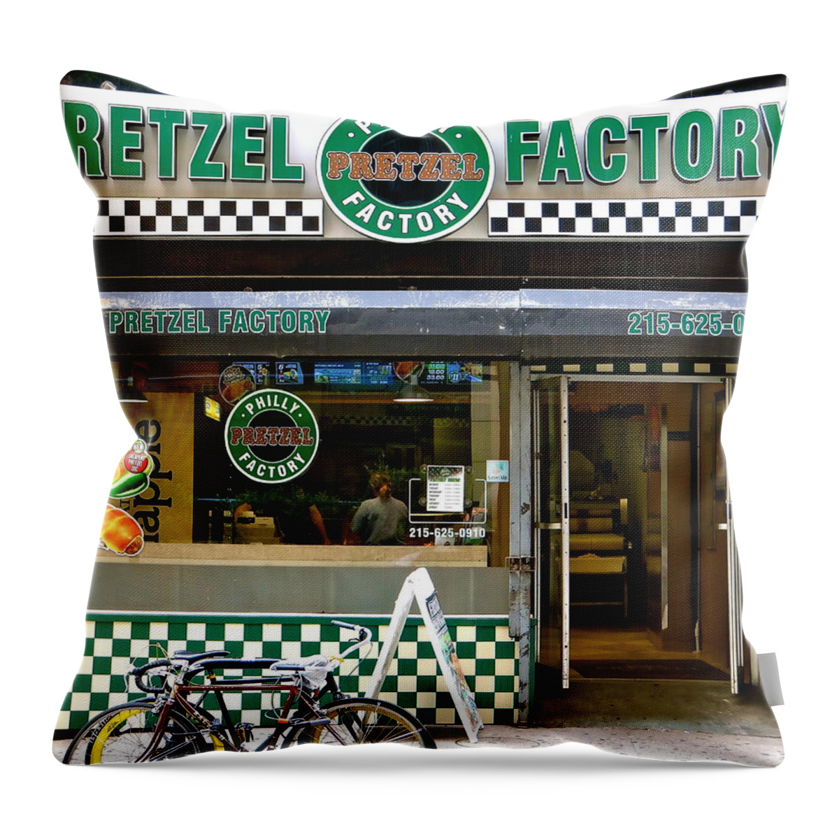 Pretzels Throw Pillow featuring the photograph Philly Pretzel Factory by Ira Shander