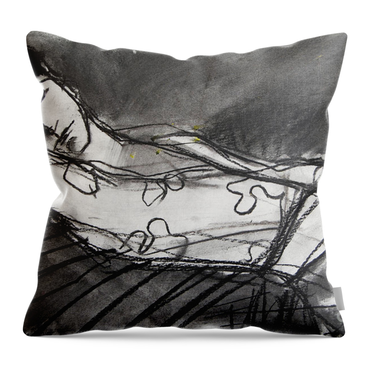 Live Model Study Throw Pillow featuring the drawing Pia #5 - figure series by Mona Edulesco