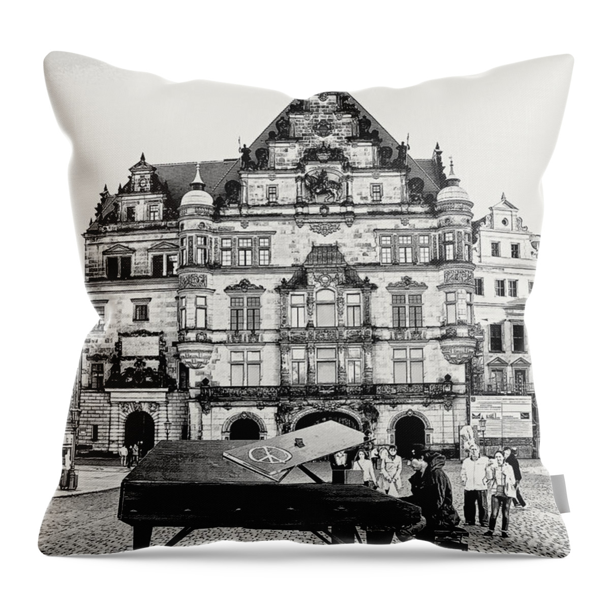 Photo Throw Pillow featuring the photograph Pianist in Town by Jutta Maria Pusl
