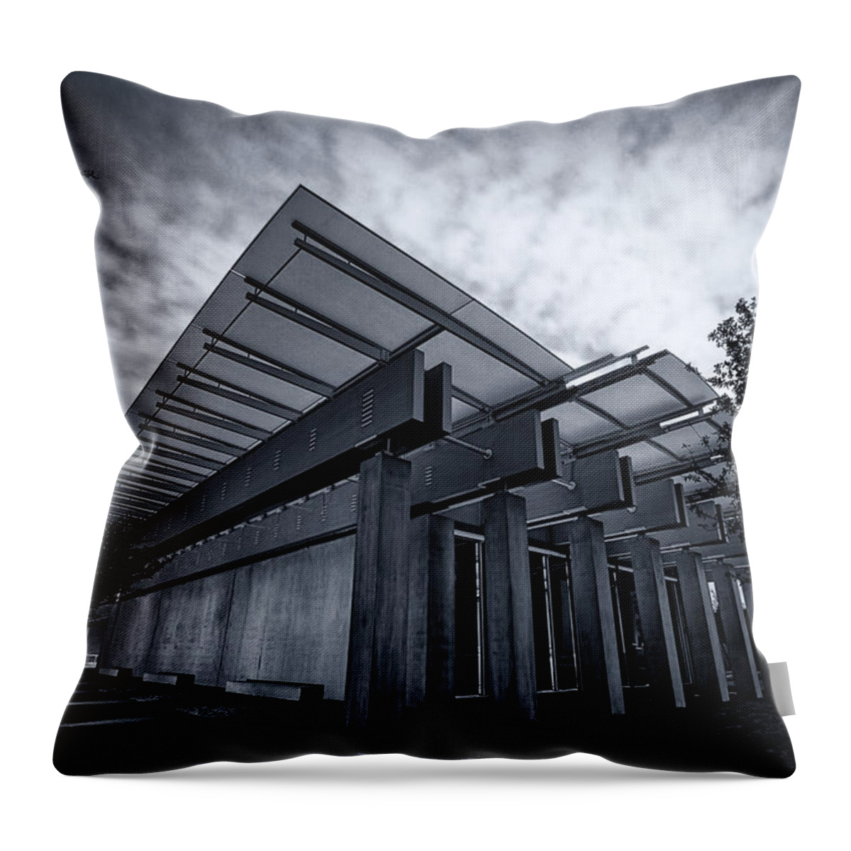 Joan Carroll Throw Pillow featuring the photograph Piano Pavilion BW by Joan Carroll
