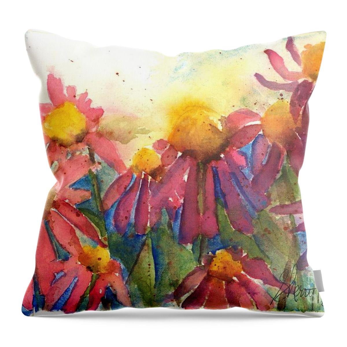 Orchards Throw Pillow featuring the painting Pick Me Pick Me by Sherry Harradence
