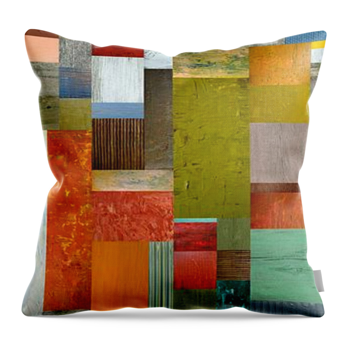 Multicolored Throw Pillow featuring the painting Pieces Parts lll by Michelle Calkins