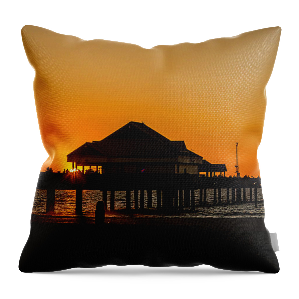 Clearwater Beach Throw Pillow featuring the photograph Pier 60 Sunset by Jane Luxton